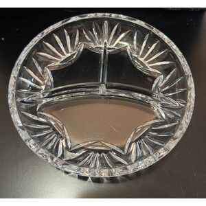 "Atlantis Crystal Portugal Matinee Star Cut Divided Relish Dish 7.25in w Box